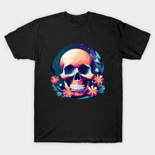 Happy skull with flowers #3 T-Shirt